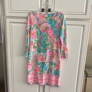 Lilly Pulitzer Floral Print Dress with 3/4 Sleeves, Size XS